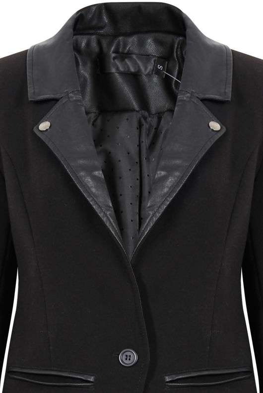 Black PVC Collar Smart Tailored Blazer