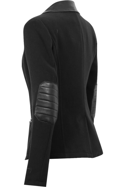 Black PVC Collar Smart Tailored Blazer