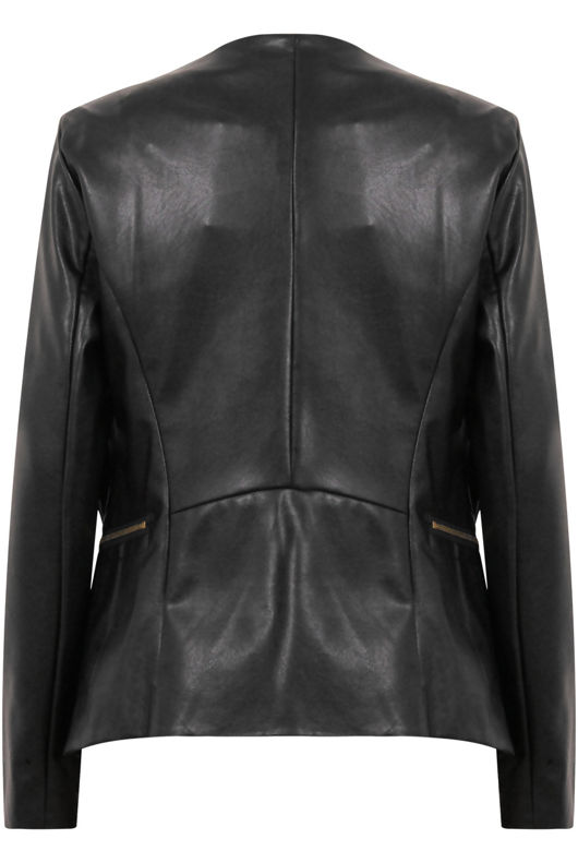 Black PU Waterfall Blazer