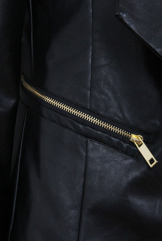 Black PU Waterfall Blazer