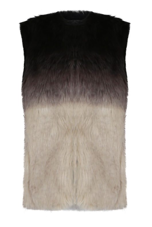 Black & Cream Two Tone Fur Body Gilet 