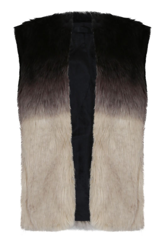 Black & Cream Two Tone Fur Body Gilet 