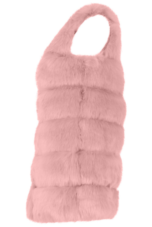 Pink Layer Fur Long Gilet
