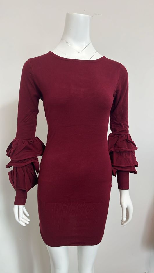 Wine Soft Knit Jumper Dress