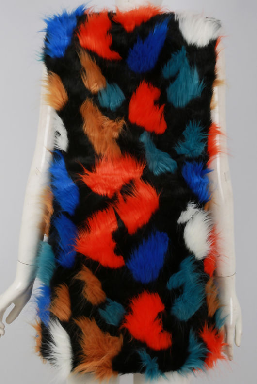 Red Blue Multicolour Fur Gilet