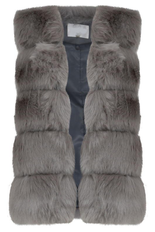 Grey Layer Fur Open Gilet