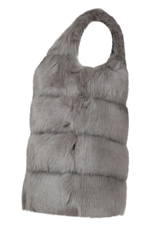 Grey Layer Fur Open Gilet