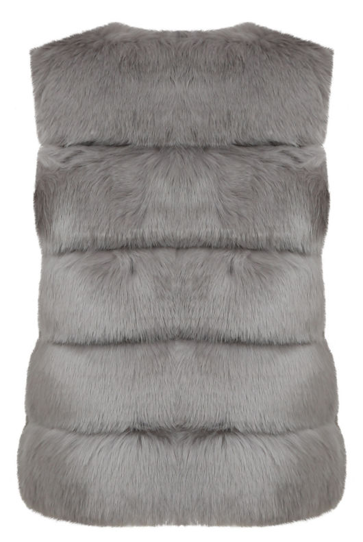 Grey Layer Fur Open Gilet