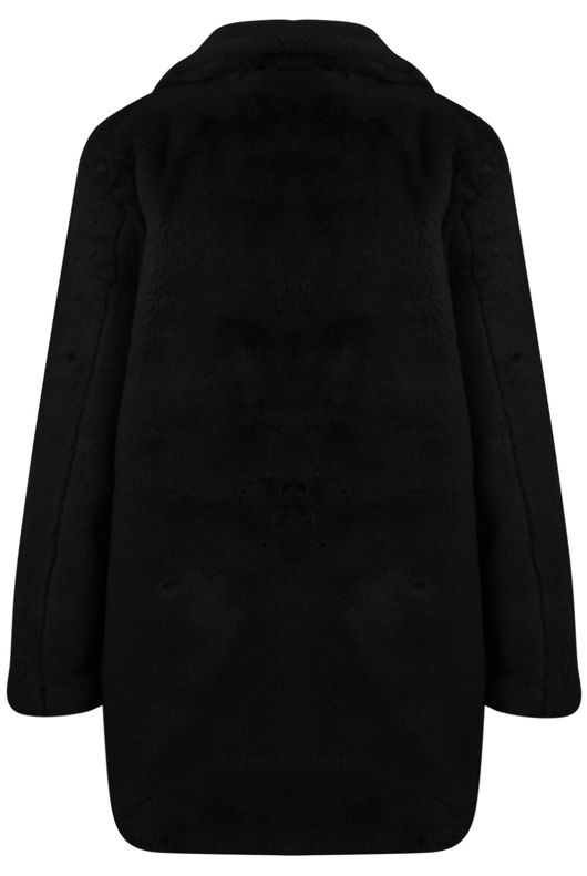 Black Bright Soft Faux Fur Overcoats 