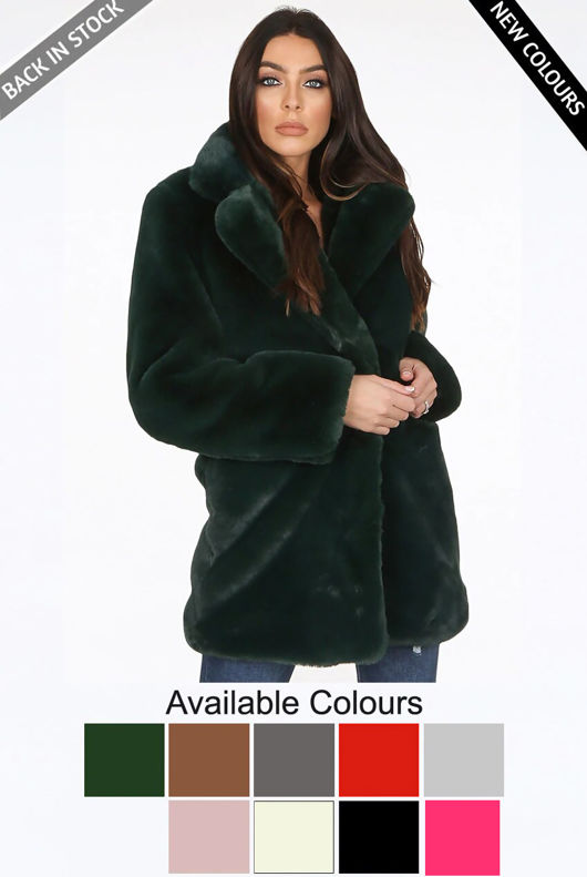 Black Bright Soft Faux Fur Overcoats 