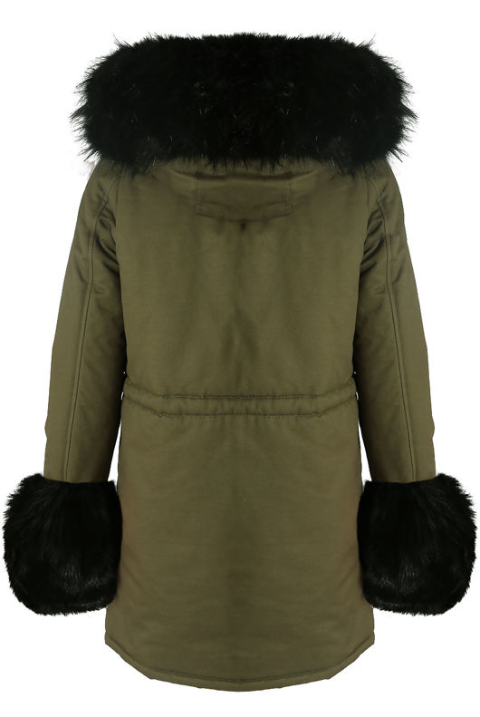 Black Parka Coat with Fur Hood Lining