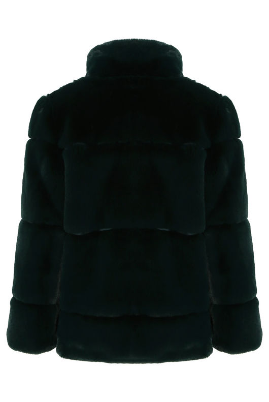 Faux Fur Coat with Funnel Neck