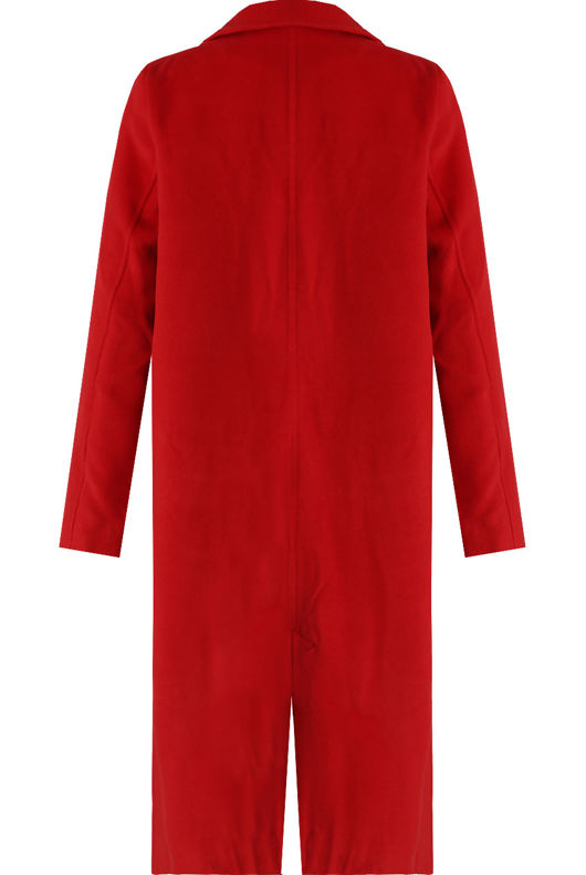 Red Side Pocketed Back Slit Coat