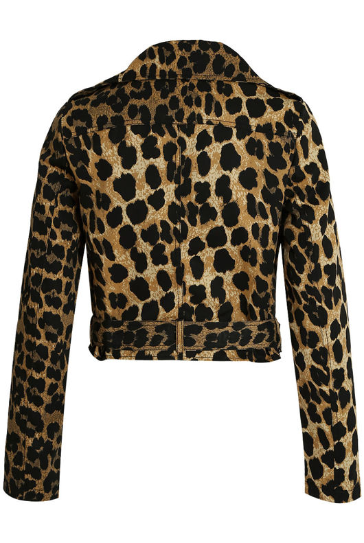 Leopard Cropped Biker Jacket