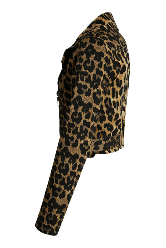 Leopard Cropped Biker Jacket