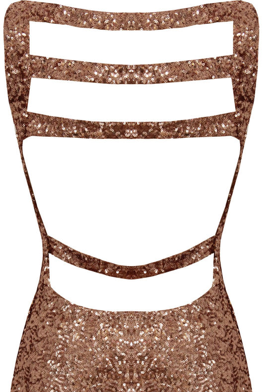Gold Sequin Back Cut Out Bodycon Dress
