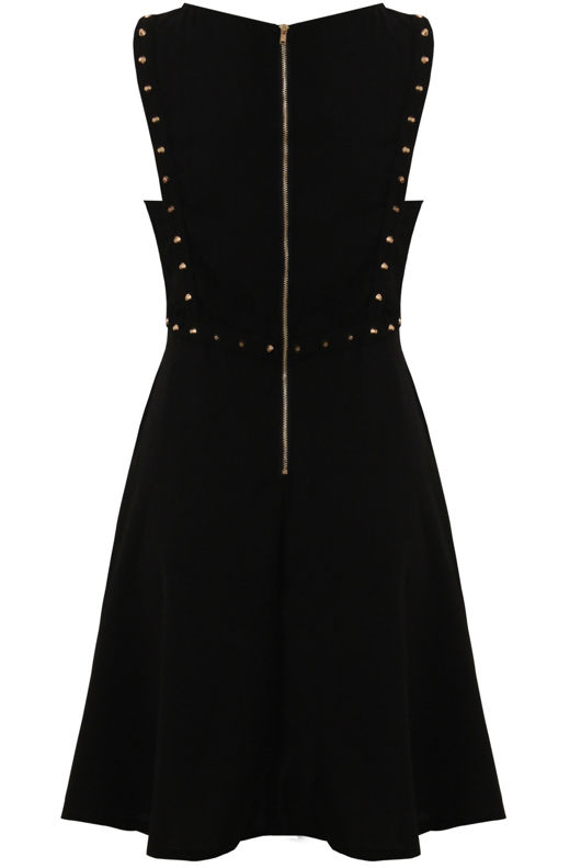 Black With Gold Studded Detail Skater Dress 