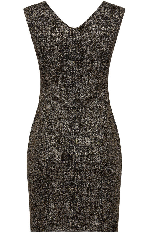 Gold Foil Beaded Neck Detail Shift Mini Dress