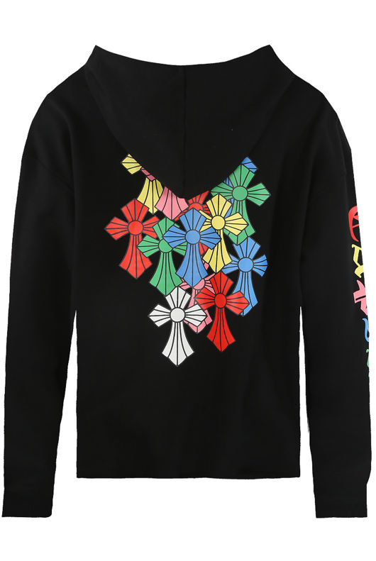 Black Slogan Sleeve Hoodie