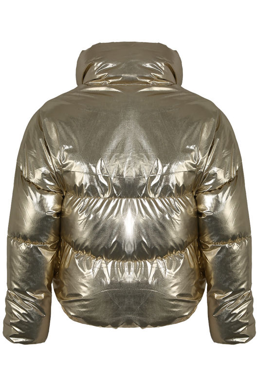 Golden Foil Funnel Neck Quilted Jacket
