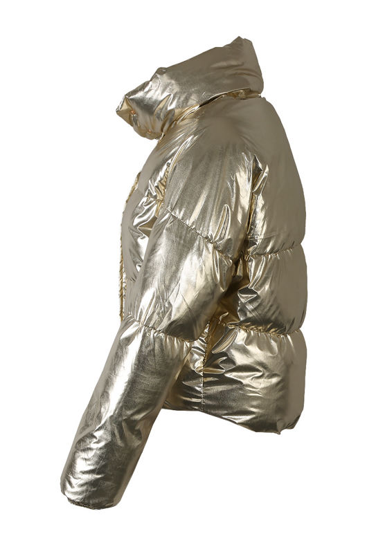 Golden Foil Funnel Neck Quilted Jacket