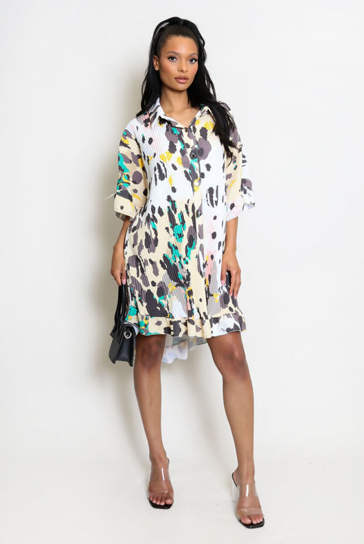 Printed Shirt Dress With Swing Hemline Mix pack