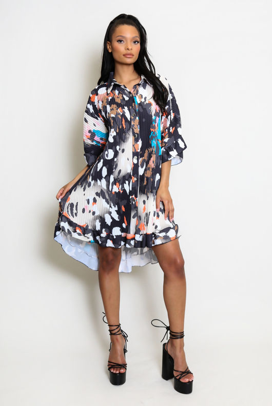 Printed Shirt Dress With Swing Hemline Mix pack