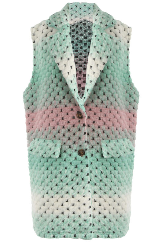 Blue Multicoloured Crochet Gilet-Copy