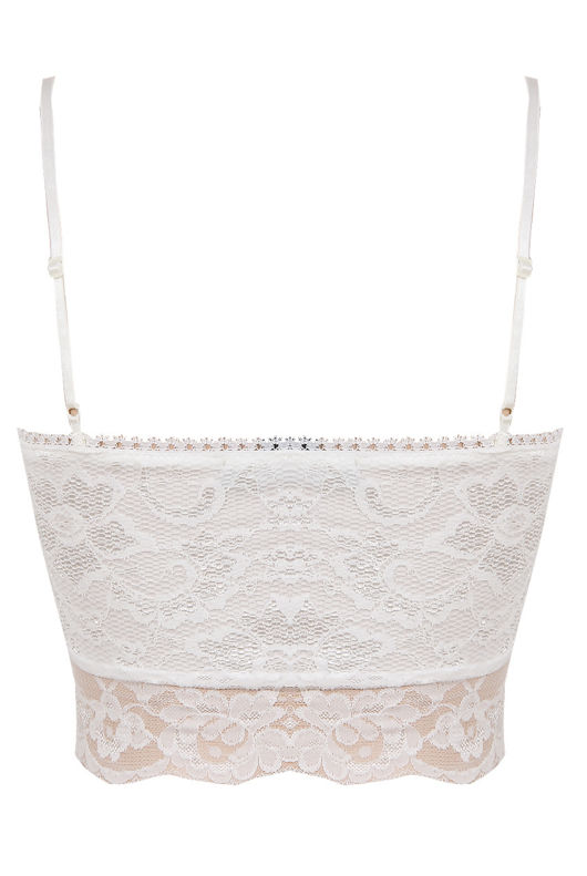 Cream Floral Lace Detailed Sleeveless Tops