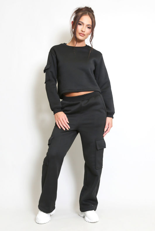 Jersey Sweatshirt And Wide Leg Cargo Set