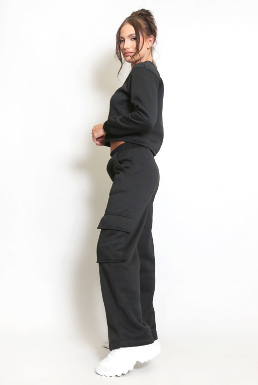 Jersey Sweatshirt And Wide Leg Cargo Set