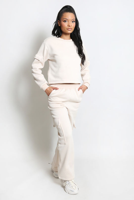 Jersey Sweatshirt And Wide Leg Cargo Set