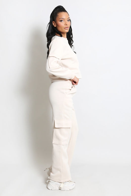 Jersey Sweatshirt And Wide Leg Cargo Set