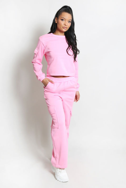 Jersey Sweatshirt And Wide Leg Cargo Set