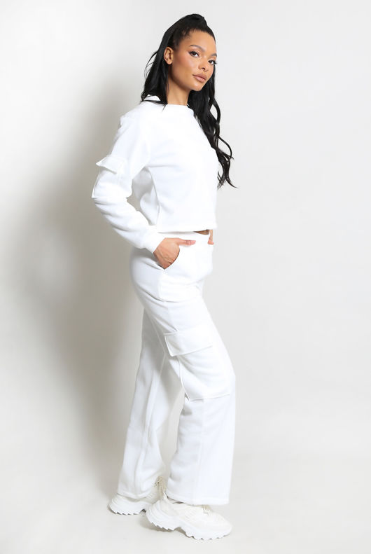 Jersey Sweatshirt And Wide Leg Cargo Set