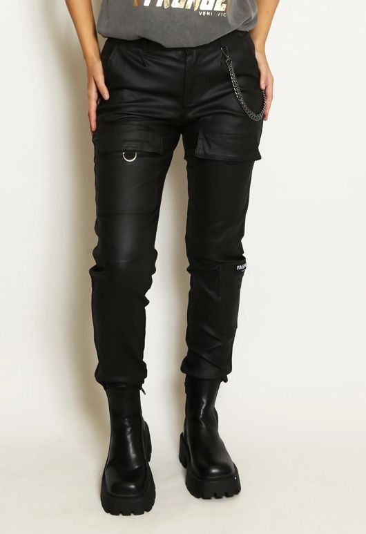 Black Cargo Trouser With Chain