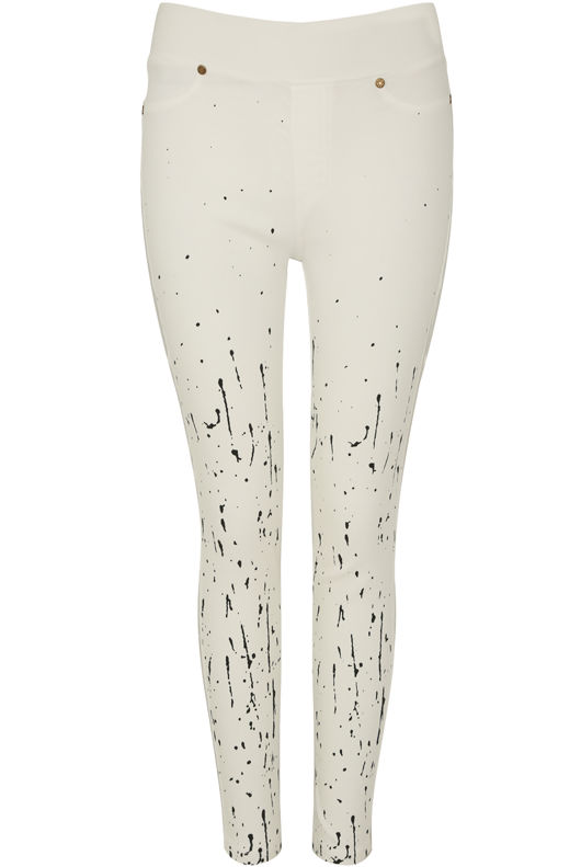 Paint Splatter Push Up Jeggings in Black-Copy