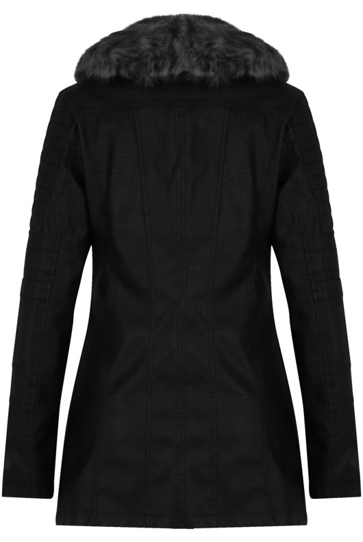 PU Detachable Fur Collar Jacket