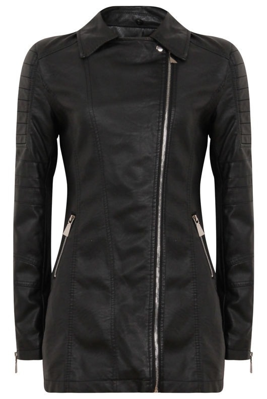 Black PU Detachable Fur Collar Jacket