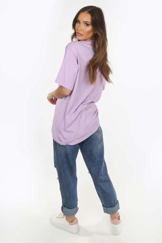 Lilac 90s Baby Slogan Oversized T-Shirt