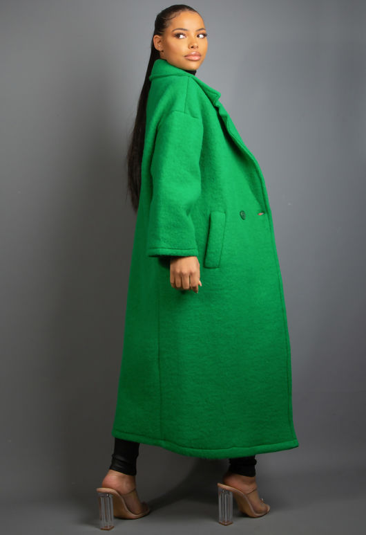 Green  Wool Blend Longline Coat
