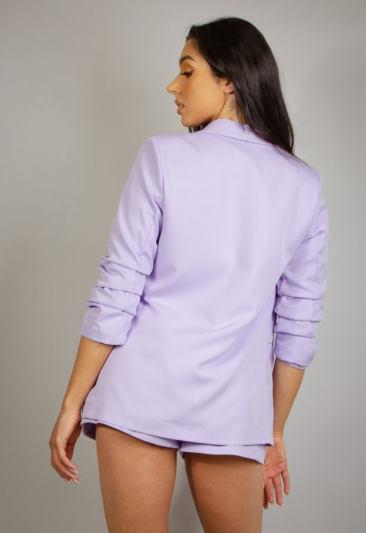 Lilac Ruched Sleeve Blazer & Tailored Shorts Co-Ords
