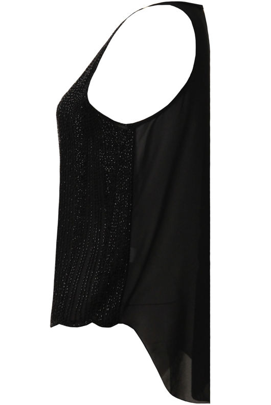 Black Beaded Chiffon Ves
