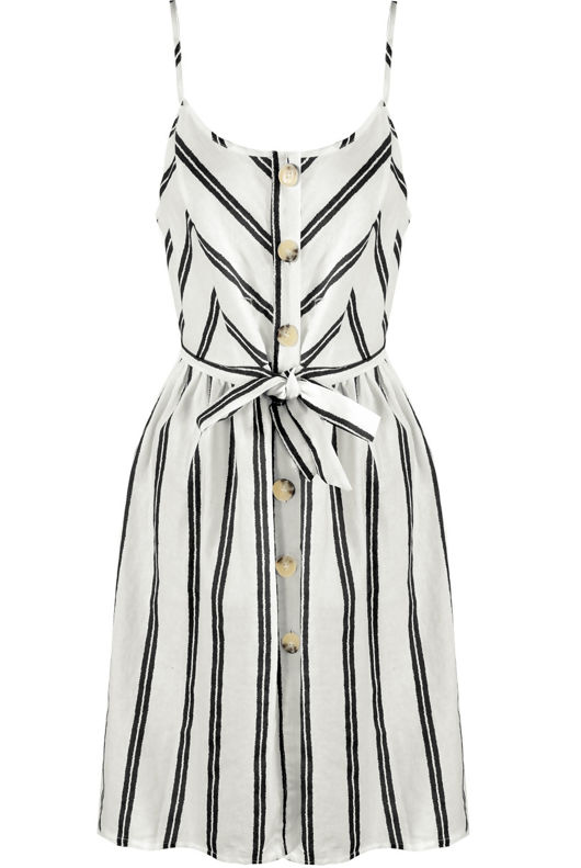 Black Stripes Button Up Cami Mini Dress