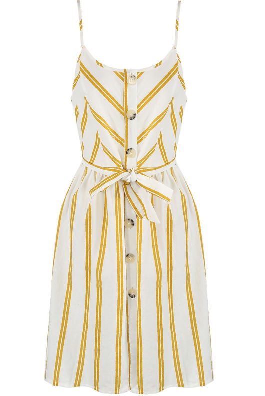 Yellow Stripes Button Up Cami Mini Dress