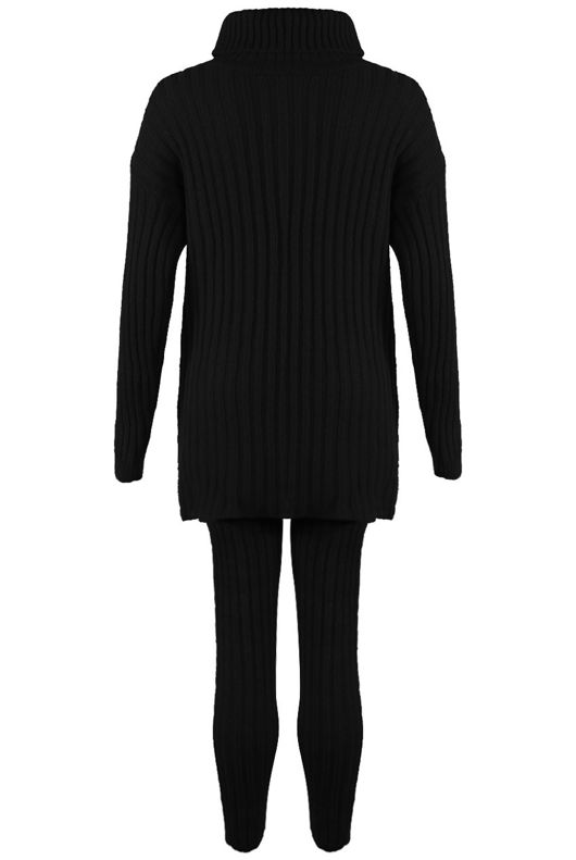 Black Polo Neck Loungewear Set