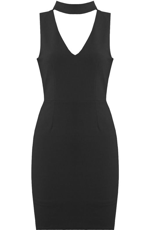 Black Key Hole Bodycon Dress