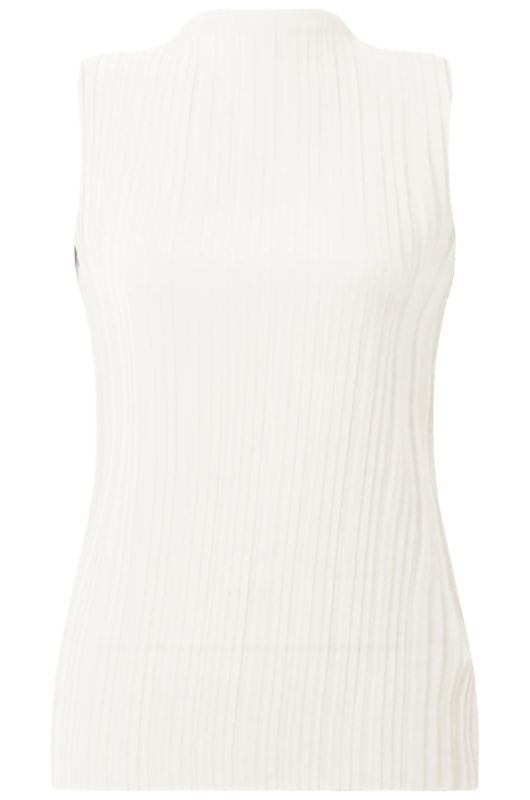 White High Neck Frill Tops