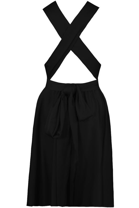 Black Crossover Back Plunge Drape Dress