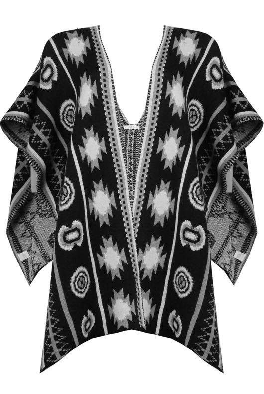 Black Cream Contrast Symmetrical Print Wrap Cardigan